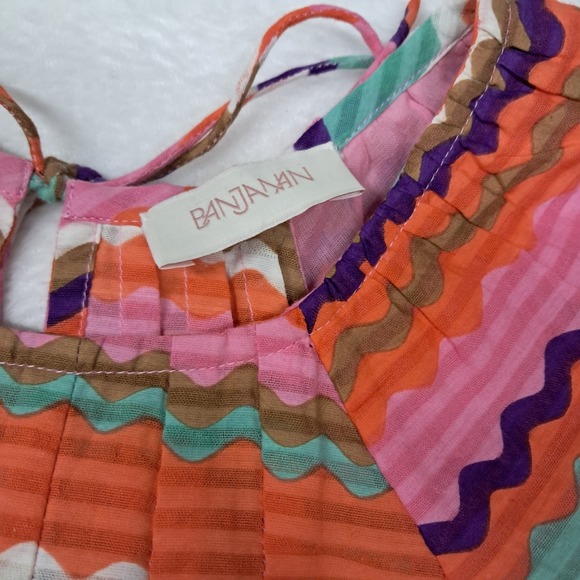 Banjanan Top Women's Small Pink Colorful Short‎ Sleeve Zig Zag - Picture 3 of 10